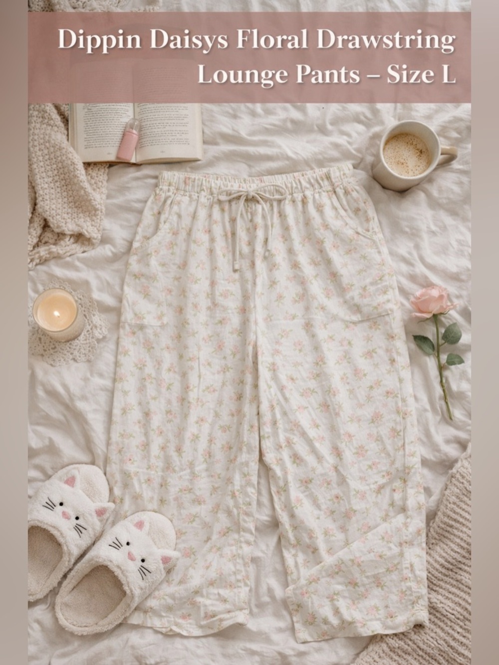 Dippin Daisys Floral Drawstring Lounge Pants – Size L